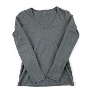 Express Sexy Stretch Womens Shirt Vneck Gray Small